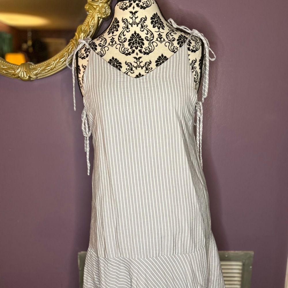 Blue and White Striped Mini Dress